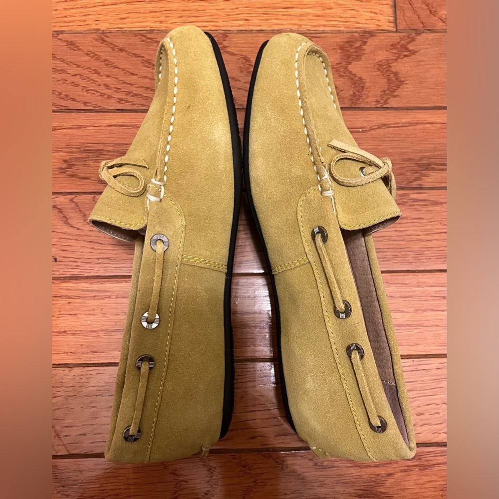 Lands' End Women Yellow Suede Moccasin Driver Loafers